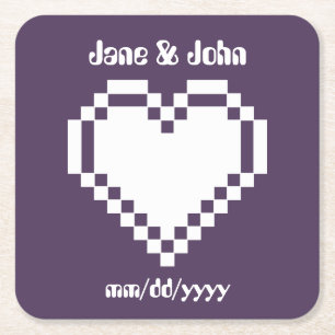 Onze 8-Bit Harten in Paarse Papieren Onderzetter