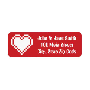 Onze 8-bit Hearts in Cherry Return Address Label