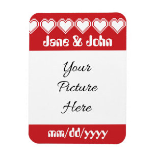 Onze 8-bit Hearts in Cherry Save-the-Date Magnet Magneet