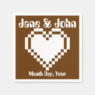 Onze 8-bits harten in chocolade Napkins Servet