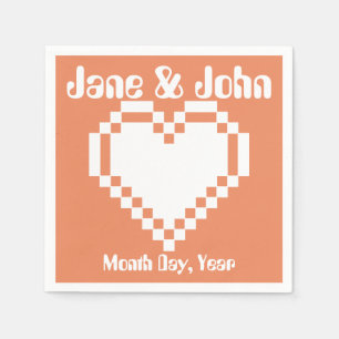 Onze 8-bits harten in Coral Napkins Servet