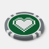 Onze 8-bits harten in het groen poker chips (Enkel)