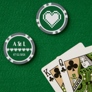 Onze 8-bits harten in het groen poker chips