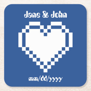 Onze 8-bits harten in het Onderzetter Blauw papier