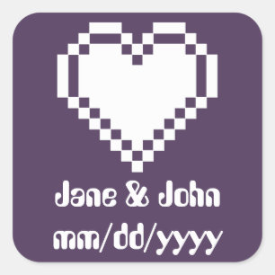 Onze 8-bits harten in Paarse sticker