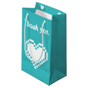 Onze 8-bits harten in turquoise geschenkzak klein cadeauzakje