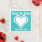 Onze 8-bits harten in Turquoise Napkins Servetten (Insitu)