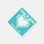 Onze 8-bits harten in Turquoise Napkins Servetten (Hoek)