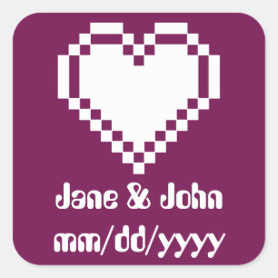 Onze 8-bits harten in wijnsticker vierkante sticker