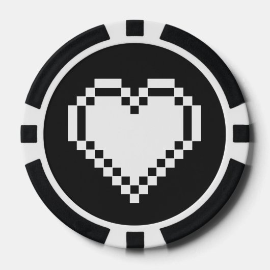 Onze 8-bits harten in zwart poker chips (Voorkant)