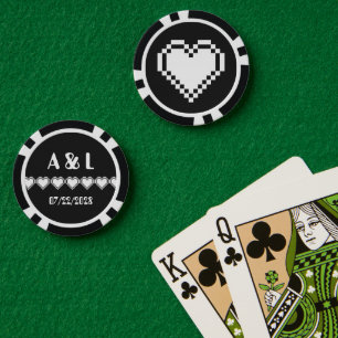 Onze 8-bits harten in zwart poker chips