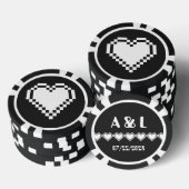 Onze 8-bits harten in zwart poker chips (Opstapeling)