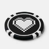 Onze 8-bits harten in zwart poker chips (Enkel)