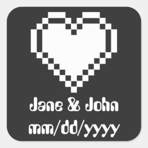 Onze 8-bits harten in zwarte Sticker