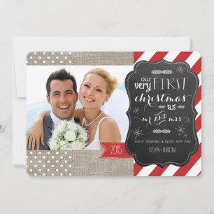 Onze allereerste kerst als de heer en mevrouw foto feestdagenkaart