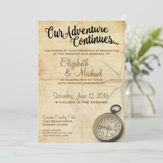 Onze Avontuur Gaat Door Jubileum Uitnodiging (Staand voorkant)