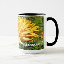 Onze baas is geweldige koffiekopjes Dahlia-bloem c
