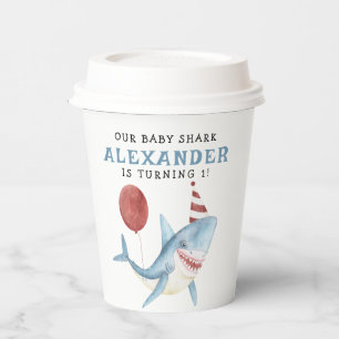 Onze Baby Shark 1e Verjaardag Onder De Zee Papieren Bekers
