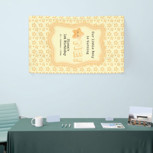 Onze Baby wordt een Schattigee ster 1e verjaardag Spandoek (Beurs)