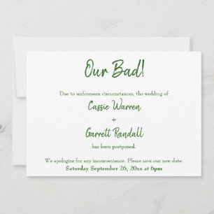 Onze Bad Green White uitgestelde huwelijksaankondi Kaart