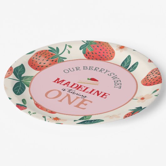 Onze Berry Sweet Verjaardag Papieren Bordje (Gekanteld)