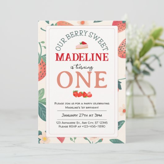Onze Berry Sweet verjaardagsuitnodiging Kaart (Staand voorkant)