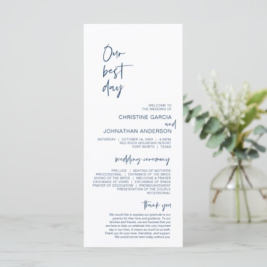 Onze beste dag, minimalistisch marineverbindingspr programma (Staand voorkant)