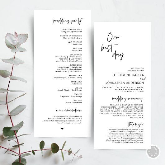 Onze beste dag, modern minimalistisch huwelijkspro programma