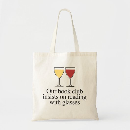 Onze boekenclub staat erop te lezen met een bril tote bag (Voorkant)