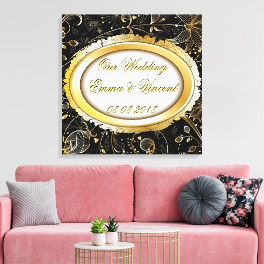 Onze Bruiloft Aangepaste tekst Canvas Print (Insitu (Woonkamer))