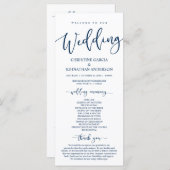Onze bruiloft-ceremonie, Classy Navy Blue-programm Programma (Voorkant / Achterkant)