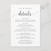 Onze bruiloft details, rustiek donkergrijs informatiekaartje (Voorkant)