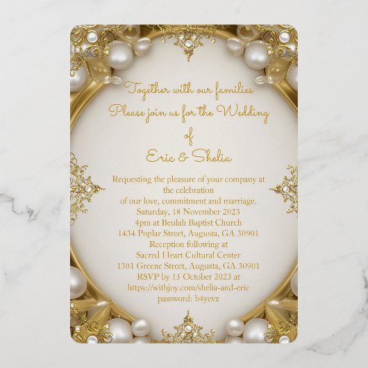 Onze bruiloft folie uitnodiging (Achterkant)