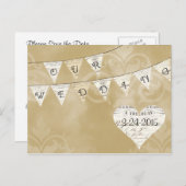 ONZE BRUILOFT  Franse Bunting Save the Date Aankondigingskaart (Voorkant / Achterkant)