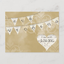 ONZE BRUILOFT Franse Bunting Save the Date Aankondigingskaart