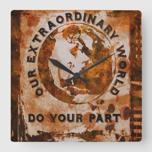 Onze buitengewone wereld vierkante klok (Voorkant)