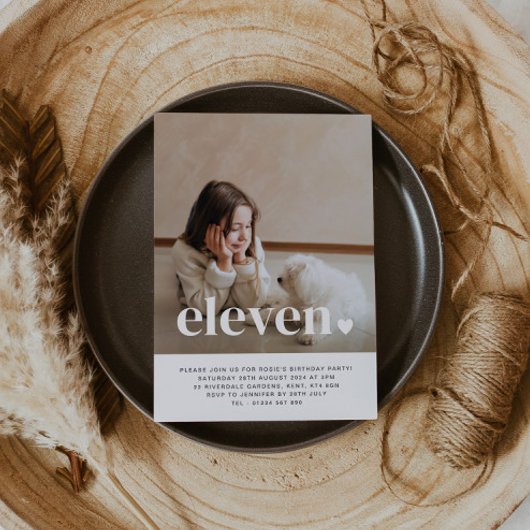 Onze Coeur Photo Anniversaire Invitation