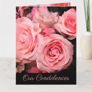 Onze condoleances roze rozen bloeden kaart