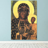 Onze dame van Czestochowa Maagd Mary Poland Madonn Canvas Afdruk (Insitu (Houten vloer))