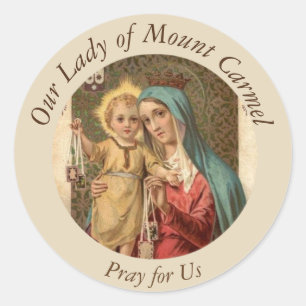 Onze dame van de berg Carmel Baby Jesus Scapular Ronde Sticker