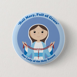 Onze dame van de Rosary Ronde Button 5,7 Cm