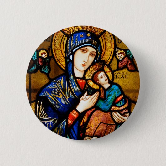 onze dame van eeuwige hulp ronde button 5,7 cm (Voorkant)
