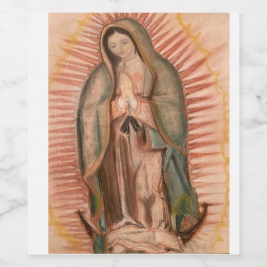 Onze Dame van Guadalupe, aangepaste wijnfles Wijn Etiket (Enkel label)