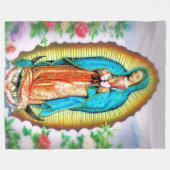 Onze dame van Guadalupe Floral Fleece Deken (Voorkant (Horizontaal))