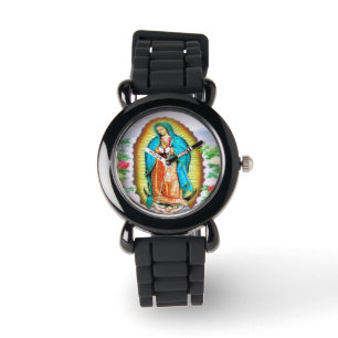 Onze dame van Guadalupe Floral Horloge