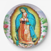 Onze dame van Guadalupe Floral Papieren Bordje (Voorkant)