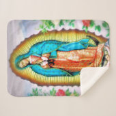 Onze dame van Guadalupe Floral Sherpa Deken (Voorkant (horizontaal))