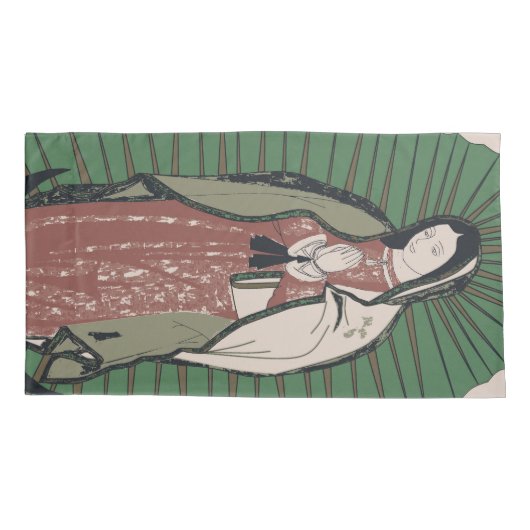 onze dame van guadalupe kussensloop (Achterkant-Links)