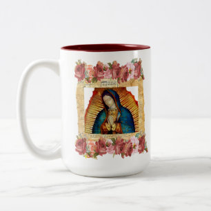 Onze dame van Guadalupe Maagd Maria Katholieke Ven Tweekleurige Koffiemok