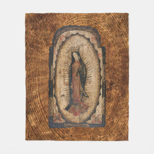 Onze dame van Guadalupe Maagd Mary Wood Kijk uit Fleece Deken